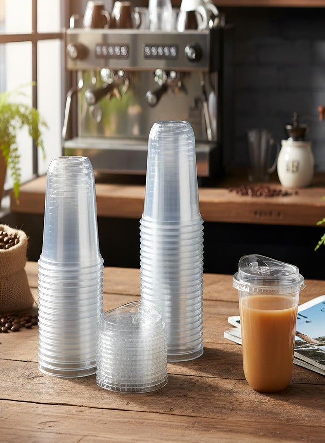 Teecyhooo 50 Pack 16 oz Clear Plastic Cups with Strawless Sip Lids Disposable Pet Iced Coffee Round Bottom Cup for Iced Coffee Juice Smoothie Cold Beverage Milkshake Bubble - Image 2